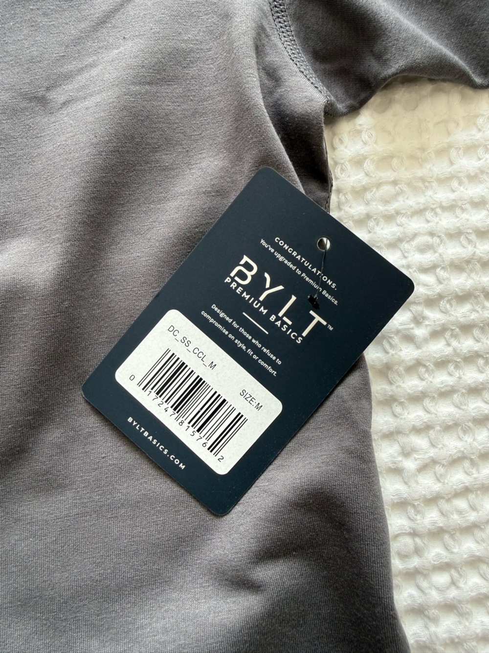 BYLT Basics Men’s Short Sleeve Crew Tee — Charcoal Gray - Picture 4 of 5